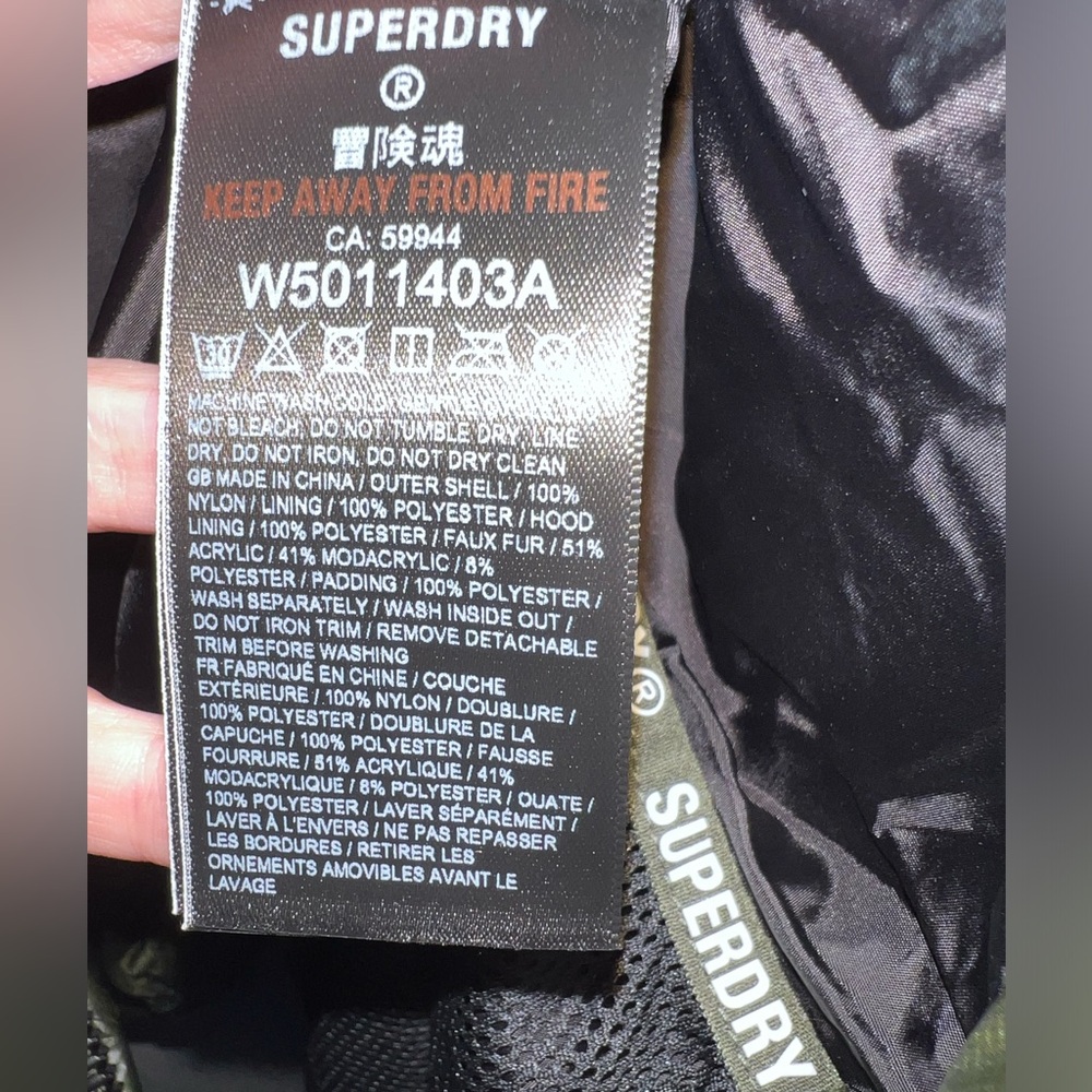 NWT Superdry Code MTN Fuji Shine Jacket Dark Moss Green Women Size 10 - Picture 7 of 11
